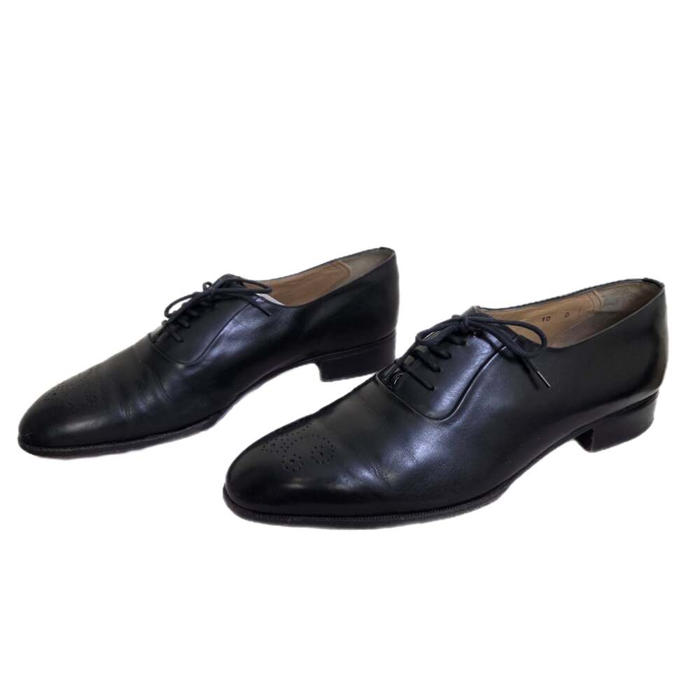 Vintage Bally Black Leather Lace-Up Oxfords Size 10 D